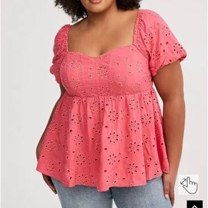 Torrid Babydoll Eyelet Challis Blouse 4